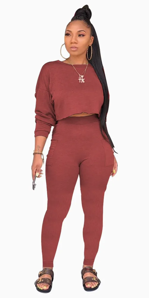 Casual Gym Long Sleeve Jumpsuit Set