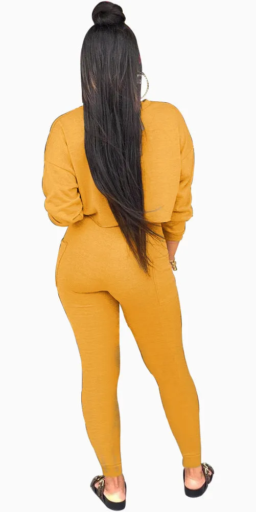 Casual Gym Long Sleeve Jumpsuit Set