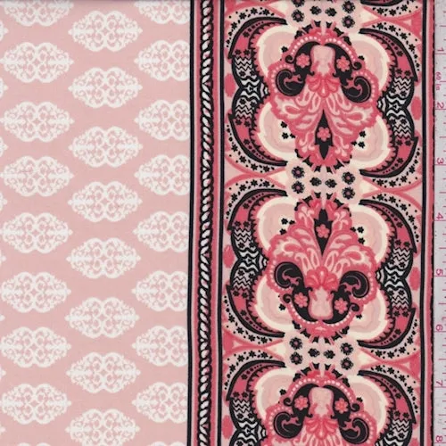 Clay Pink/Coral Scroll Medallion Challis Fabric