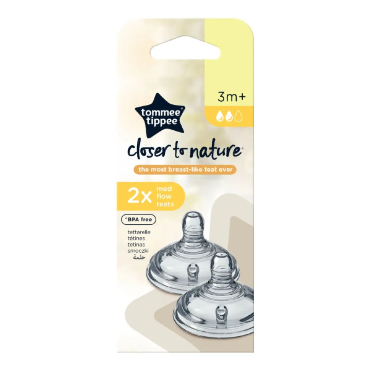Closer To Nature Teats Medium Flow 3M  -Pack of 2