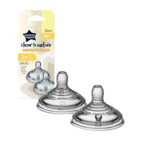 Closer To Nature Teats Medium Flow 3M  -Pack of 2