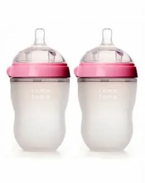 Comotomo Double Silicone Baby Bottle in Pink - 8oz