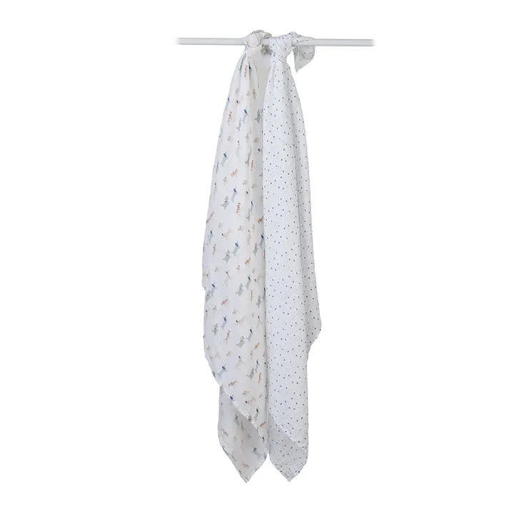 Cotton Swaddle 2 Pack - Puppy Dog & Stars