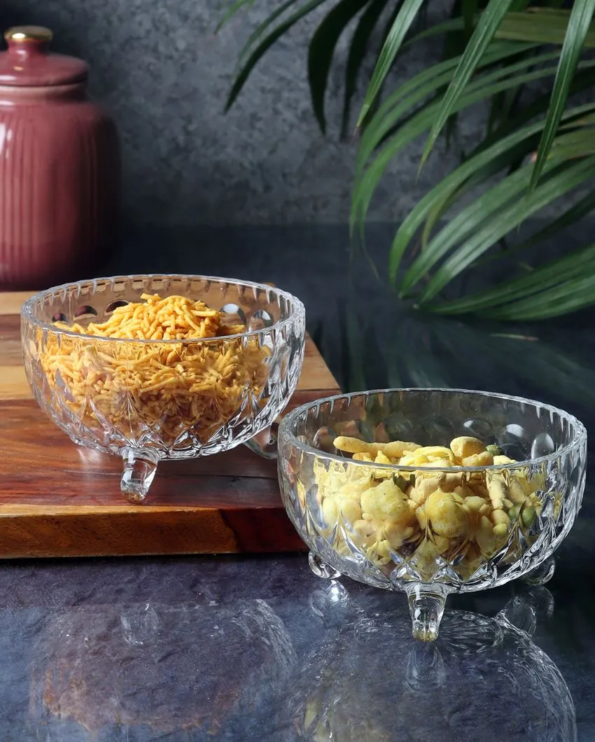 Dishwasher And Microwave Safe Transparent Glass Bowls | Set of 6