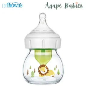 Dr Brown's 2 oz/60 mL Glass W-N Options  Baby Bottle w/ Preemie Nipple, 1-Pack - Lion