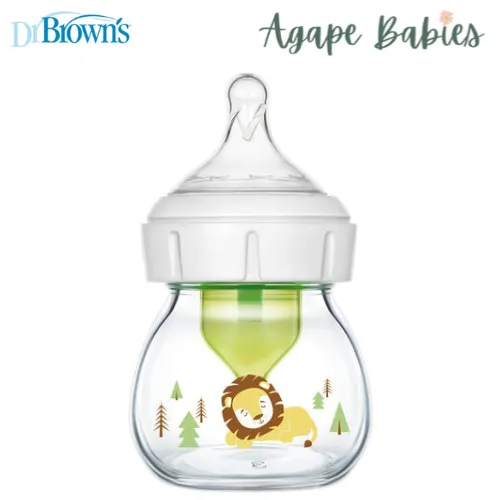 Dr Brown's 2 oz/60 mL Glass W-N Options  Baby Bottle w/ Preemie Nipple, 1-Pack - Lion