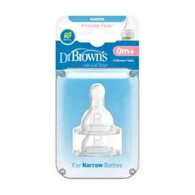Dr.Brown's Preemie Flow Silicone Narrow Nipple, 2-Pack