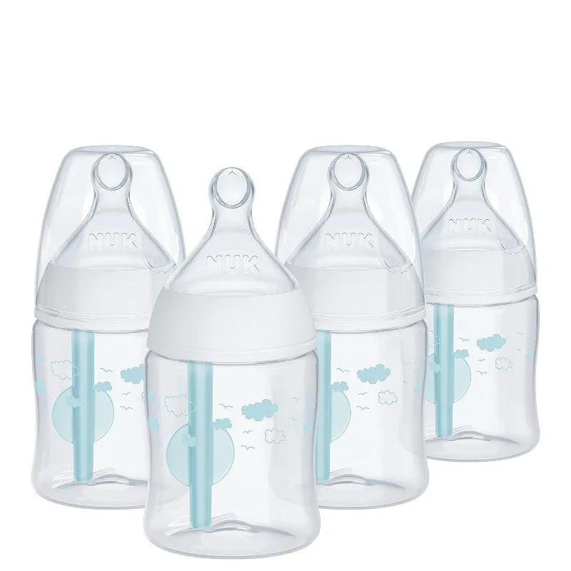 Feeding bottles 4 pcs. 150 ml each Nuk Smooth Flow Pro Anti Colic, transparent/blue