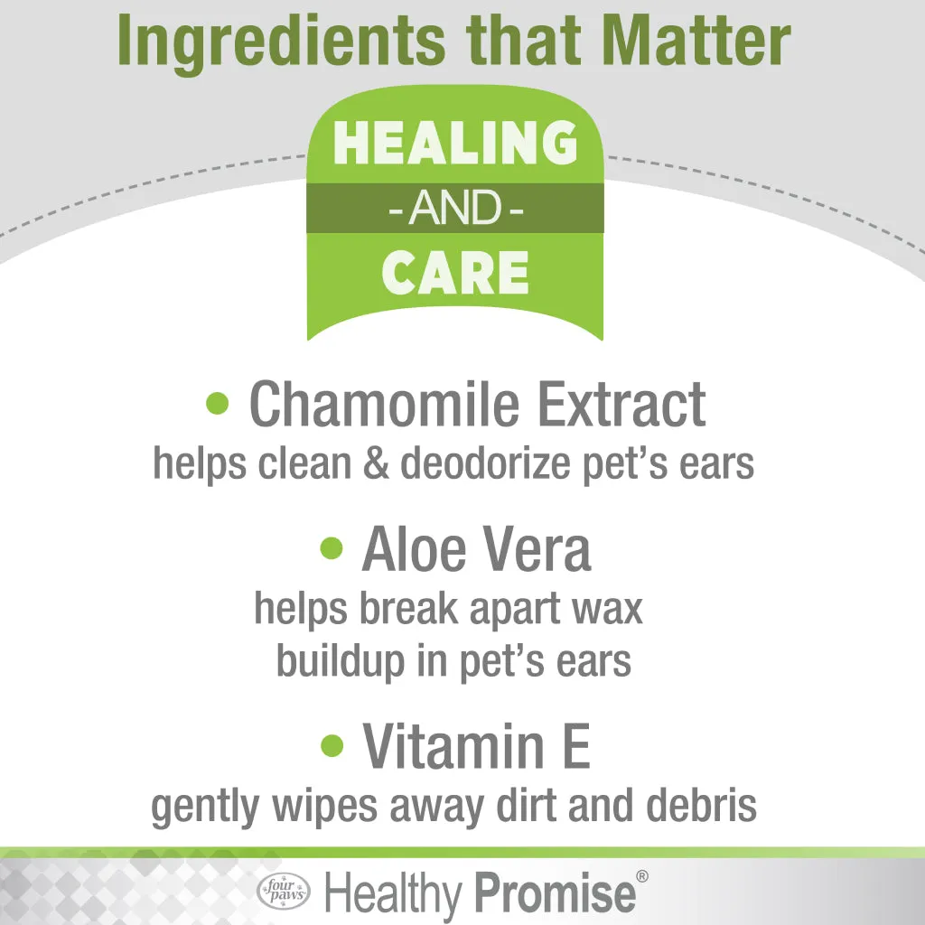 Four Paws Healthy Promise Ear Wipes For Cats & Dogs (25 ct)