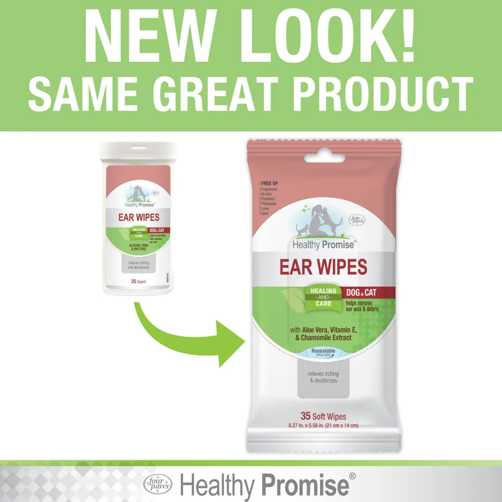 Four Paws Healthy Promise Ear Wipes For Cats & Dogs (25 ct)