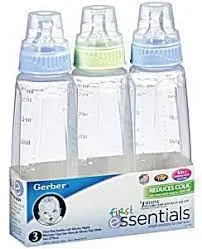 Gerber Clear Baby Bottles Medium Flow 9oz 3pc