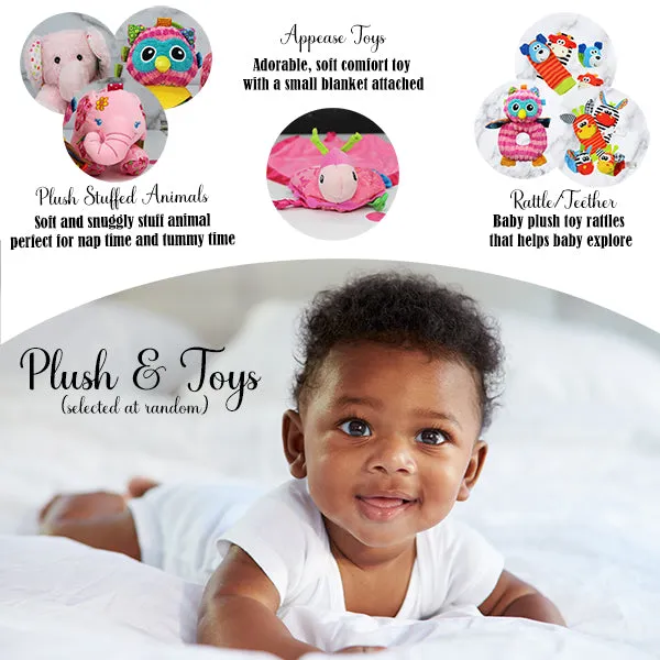 Gifts Are Blue Baby Girl Bundle Gift Set with Essentials, Toys & Accessories for 1st Year, 12 Items