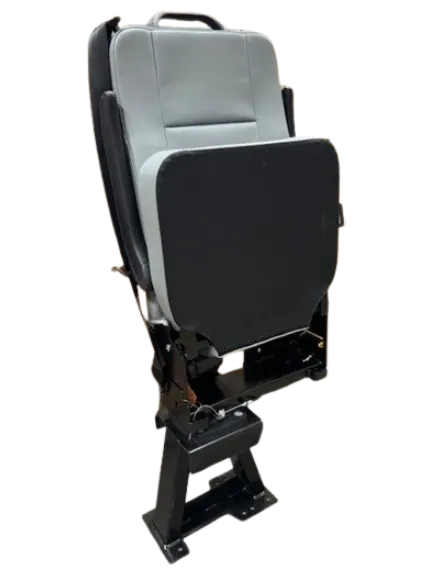 GO-ES Single 3PT Flip Swivel Seat with 3 Point Seatbelt Gray Vinyl - Curbside