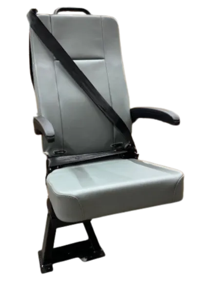 GO-ES Single 3PT Flip Swivel Seat with 3 Point Seatbelt Gray Vinyl - Curbside