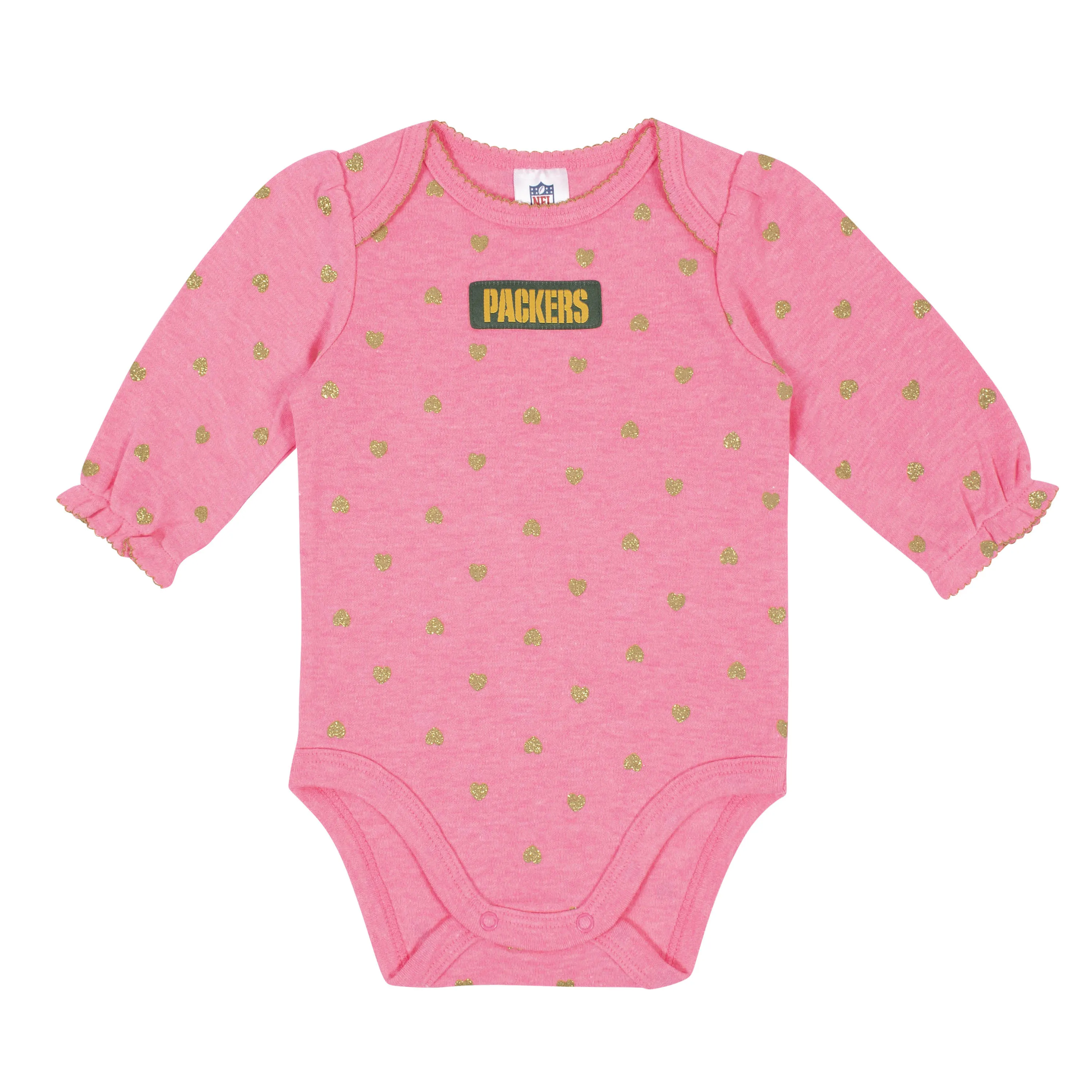 Green Bay Packers Baby Girl Long Sleeve Bodysuits