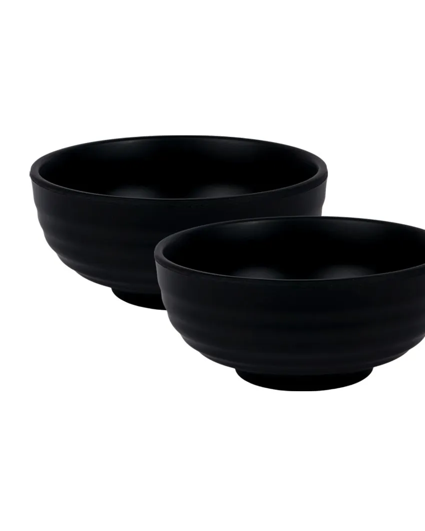 Heavy Black Ringer Shaped Melamine Serving Bowls | Set Of 2