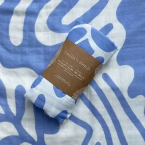 Holiday Patterned Baby Swaddle - Golden Blue