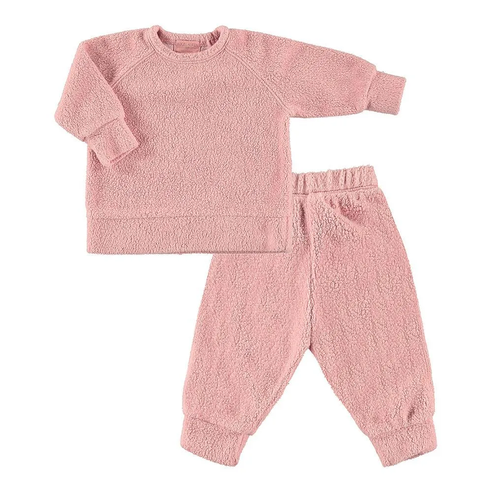Kid 3/4 Length Oversized Fluffy Sherpa Sweatshirt and Jogger