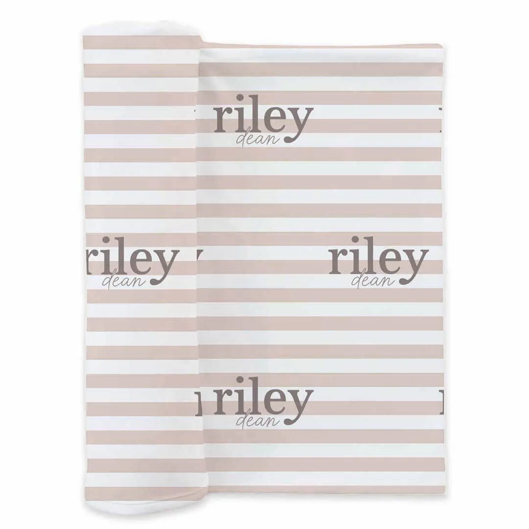 Latte Stripes Personalized Swaddle Blanket