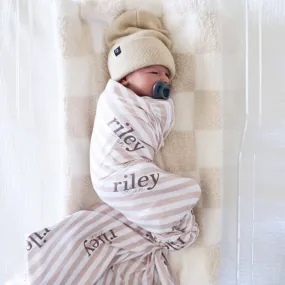 Latte Stripes Personalized Swaddle Blanket