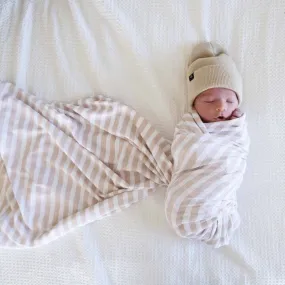 Latte Stripes Waffle Oversized Swaddle Blanket