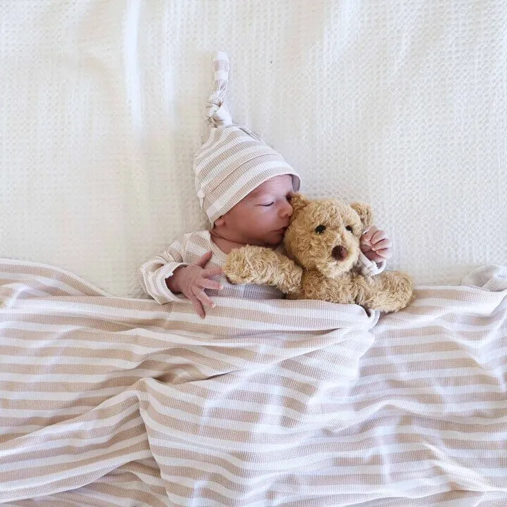 Latte Stripes Waffle Oversized Swaddle Blanket