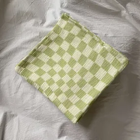 Lime Checked Organic Cotton Baby Swaddle