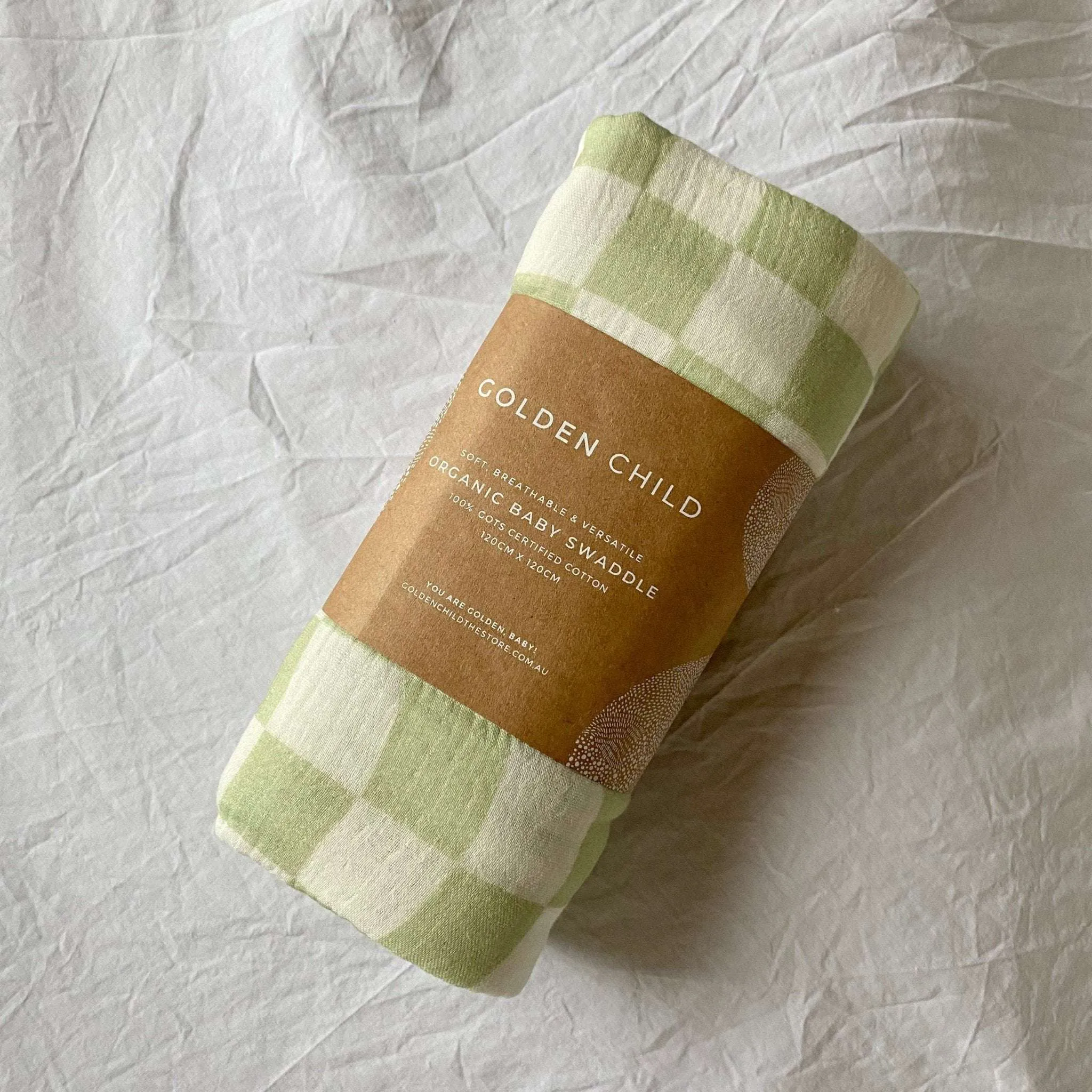 Lime Checked Organic Cotton Baby Swaddle
