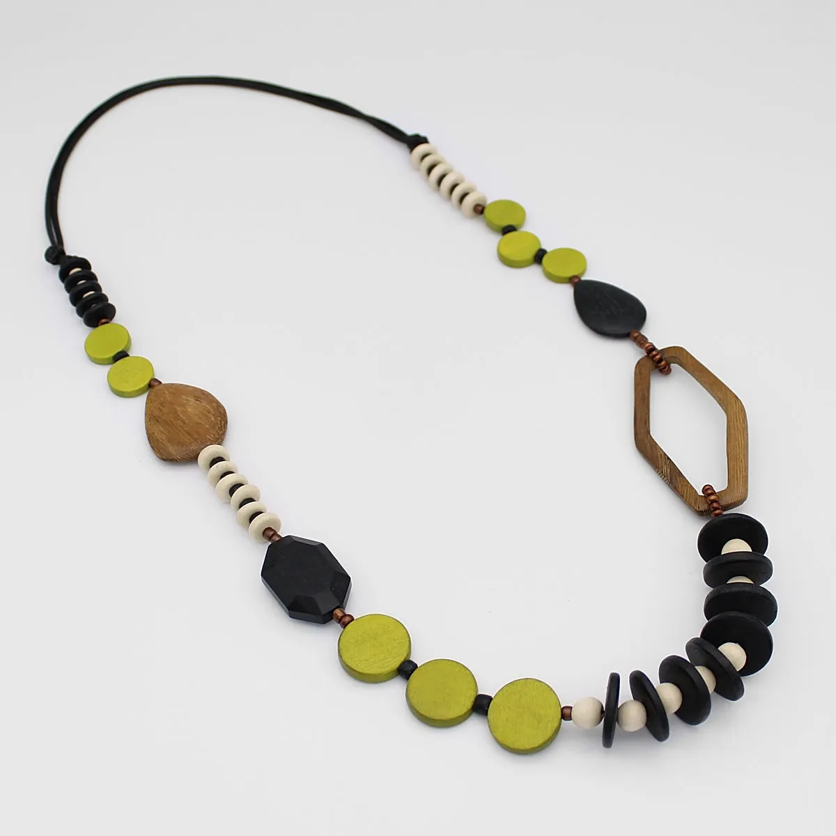 Lime Wood Bead Gabby Necklace