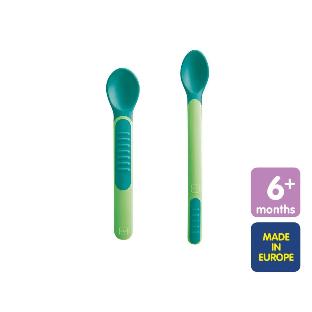 MAM Heat Sensitive Baby Feeding Spoons and Cover (6m )