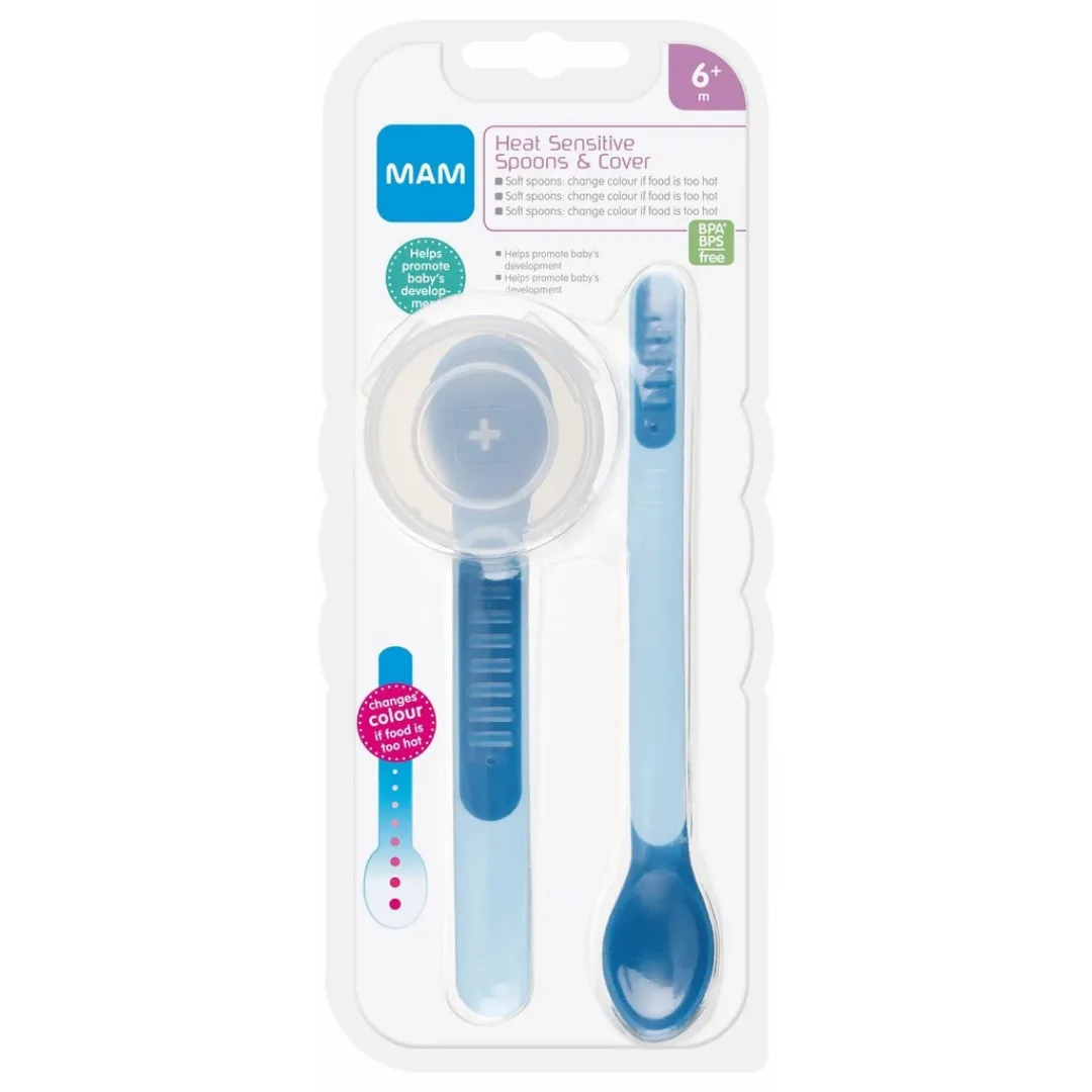 MAM Heat Sensitive Baby Feeding Spoons and Cover (6m )