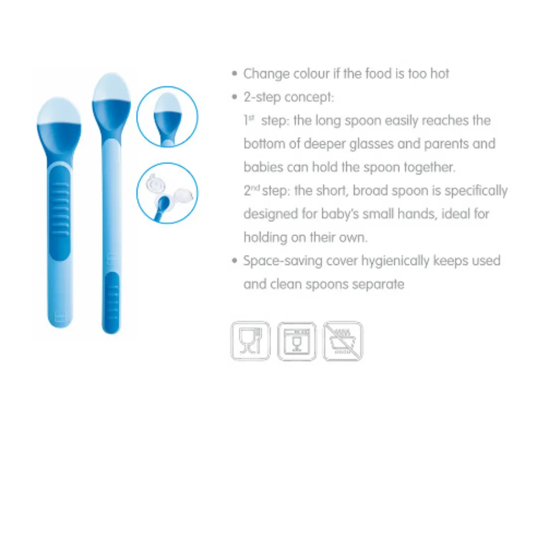 MAM Heat Sensitive Baby Feeding Spoons and Cover (6m )