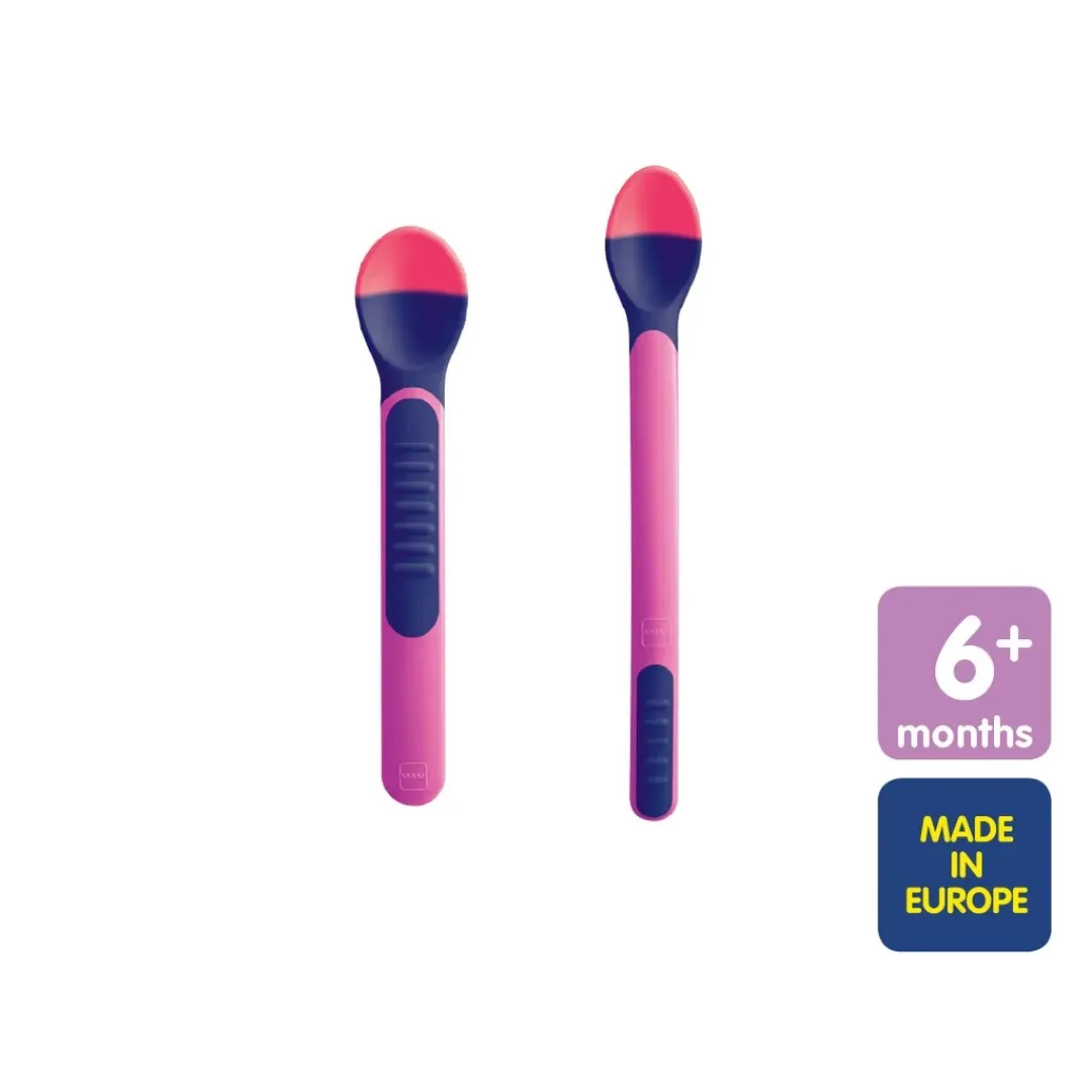 MAM Heat Sensitive Baby Feeding Spoons and Cover (6m )