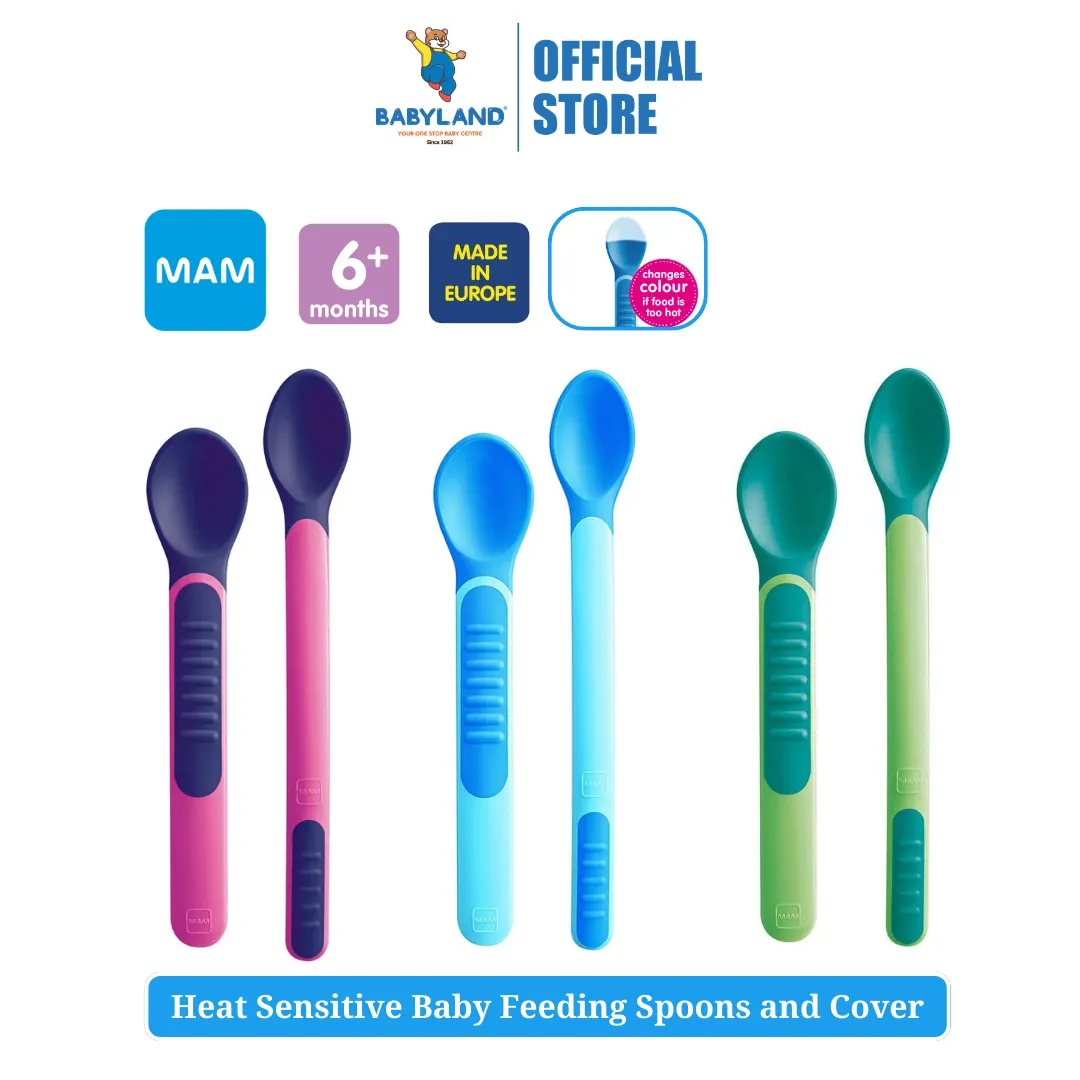 MAM Heat Sensitive Baby Feeding Spoons and Cover (6m )