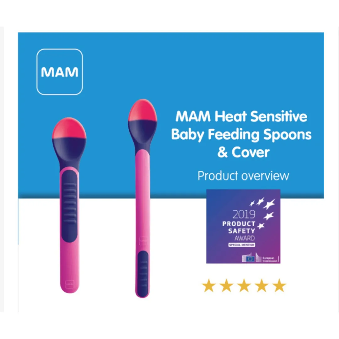 MAM Heat Sensitive Baby Feeding Spoons and Cover (6m )