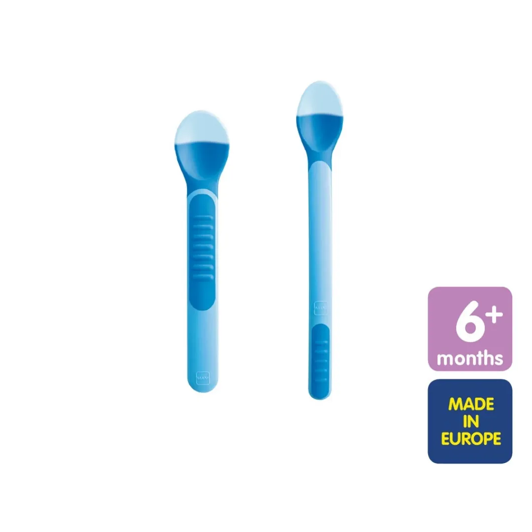 MAM Heat Sensitive Baby Feeding Spoons and Cover (6m )