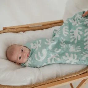 Marine Dream Organic Cotton Baby Swaddle - Mineral