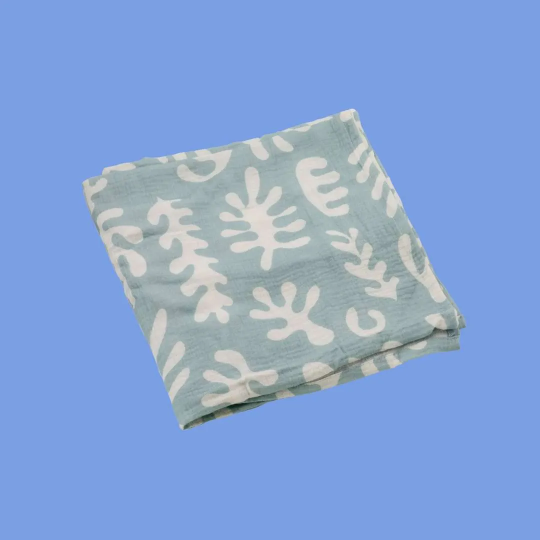 Marine Dream Organic Cotton Baby Swaddle - Mineral