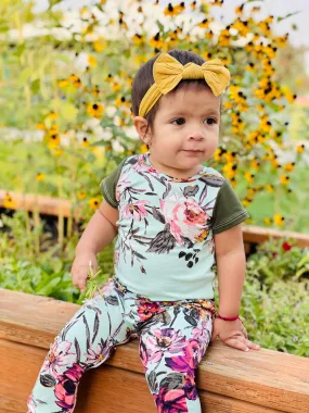 Mint Floral Zip Baby Romper
