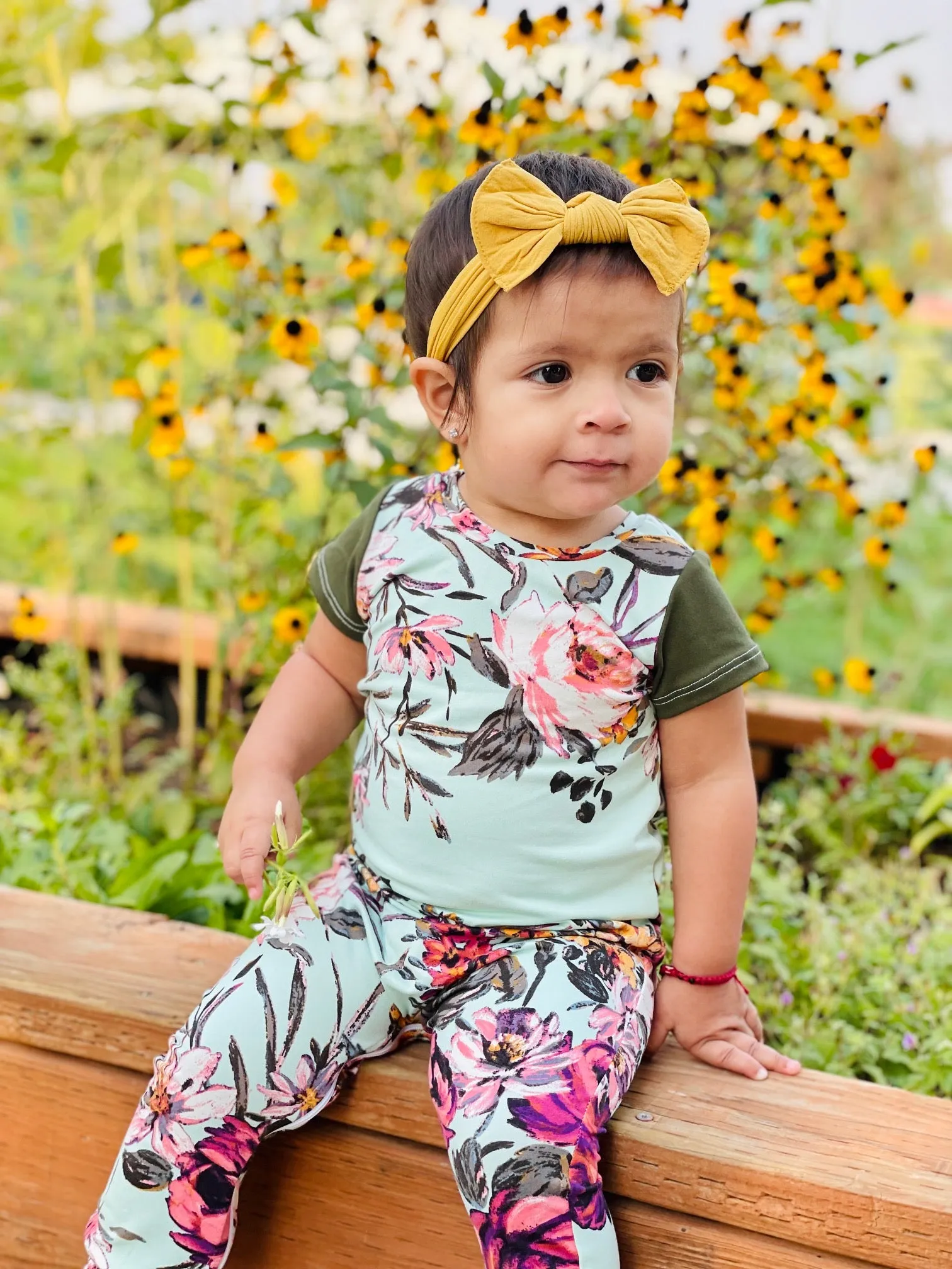Mint Floral Zip Baby Romper