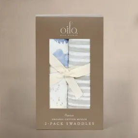 Misty Mountain & Ink Stripe - Muslin Swaddle Blanket Set