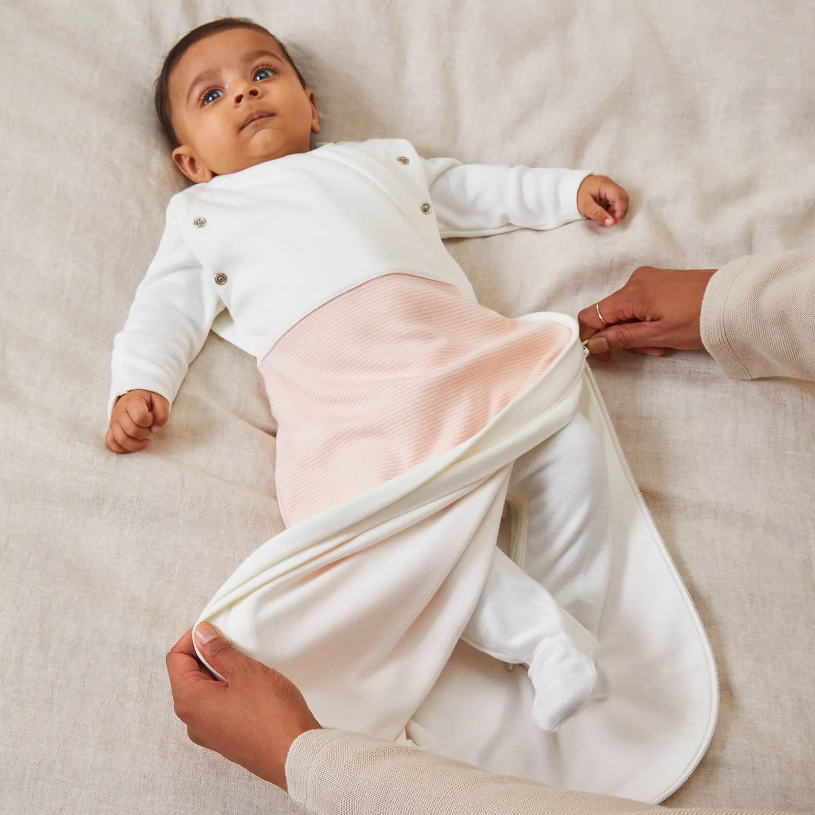 MORI Newborn Swaddle Bag (Blush Stripe)