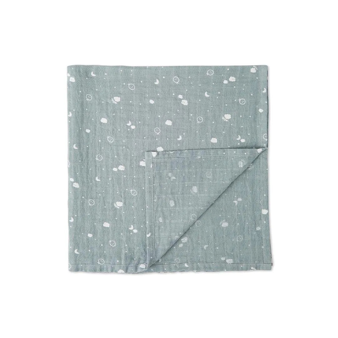 MORI Pre-Washed Large Muslin Swaddle - Blue