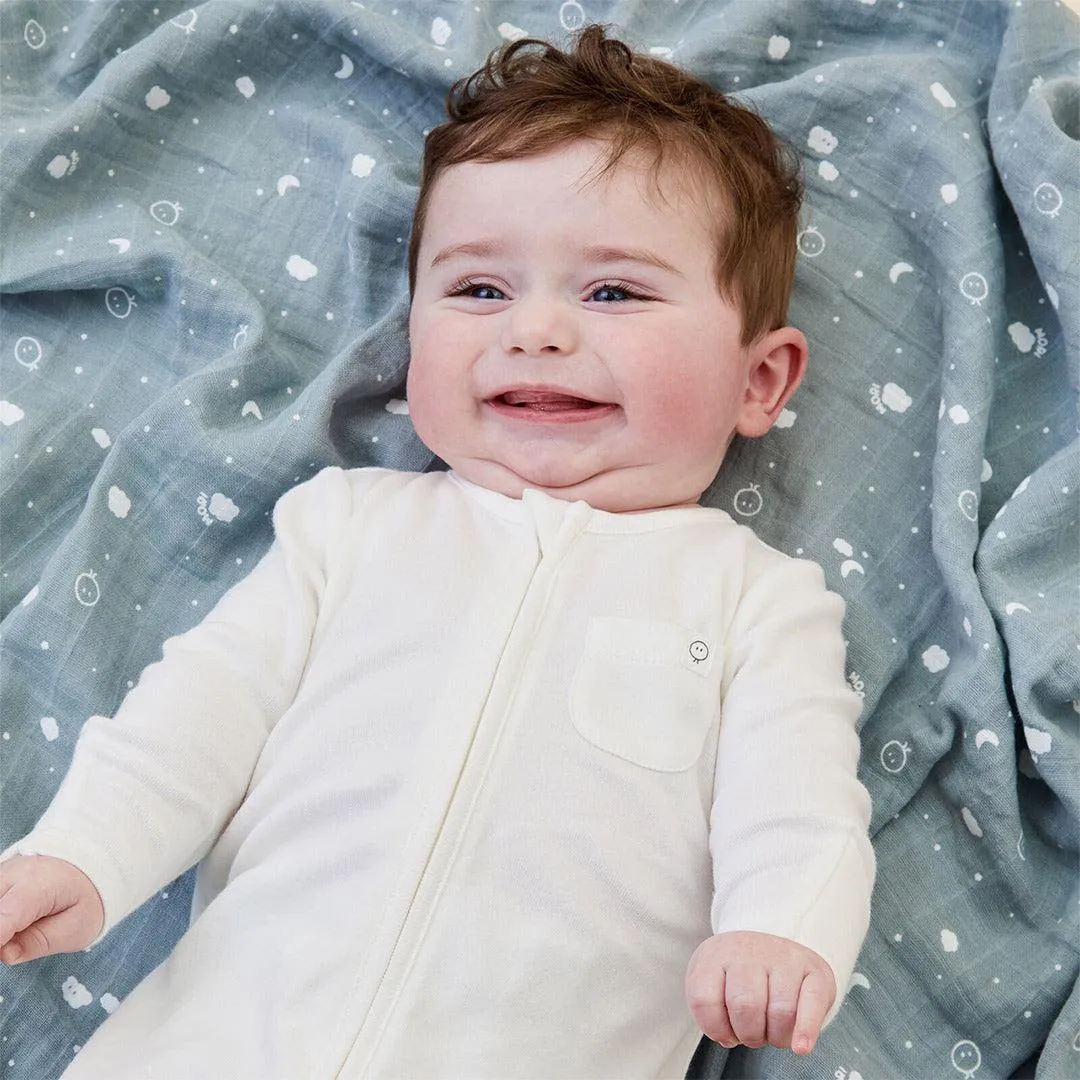 MORI Pre-Washed Large Muslin Swaddle - Blue