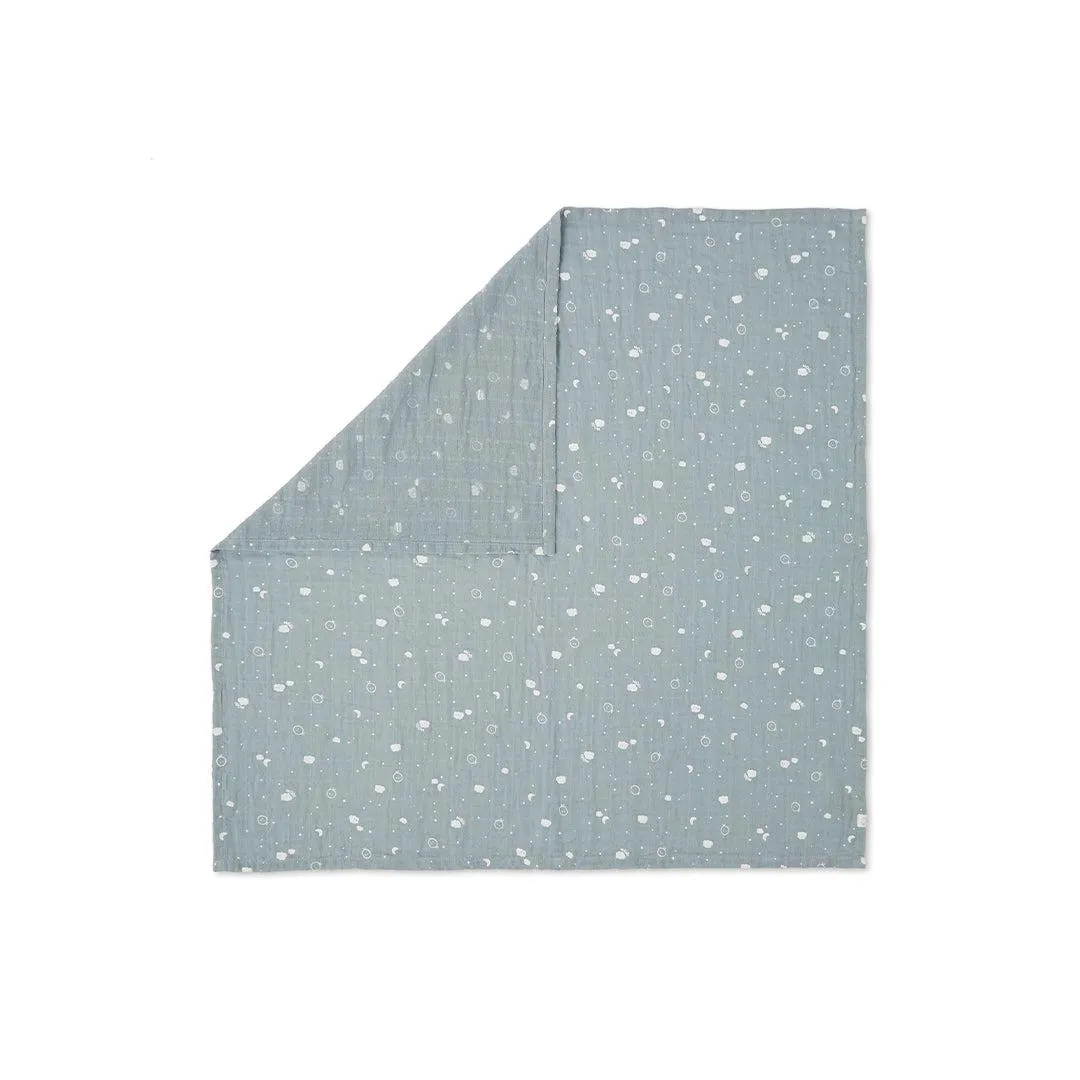 MORI Pre-Washed Large Muslin Swaddle - Blue