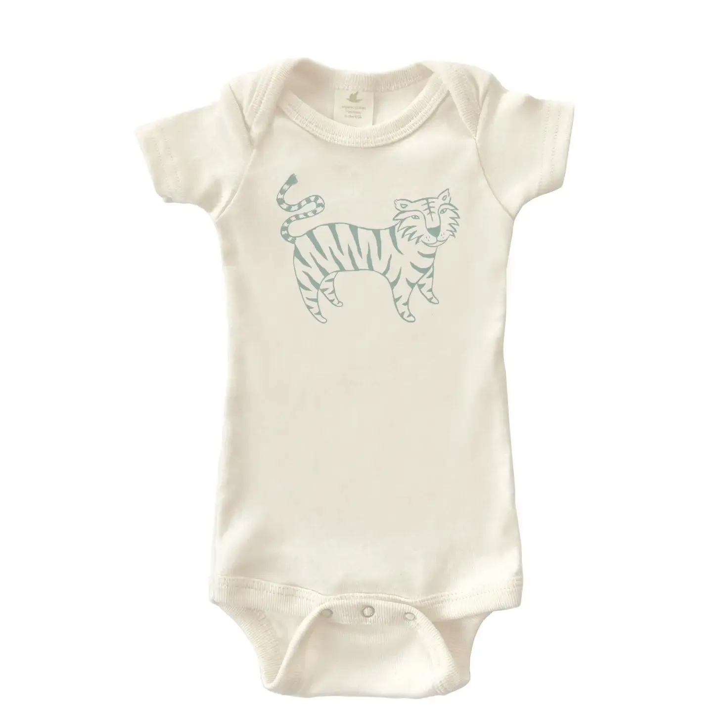 Organic Short Sleeve Onesie - Sage Tiger