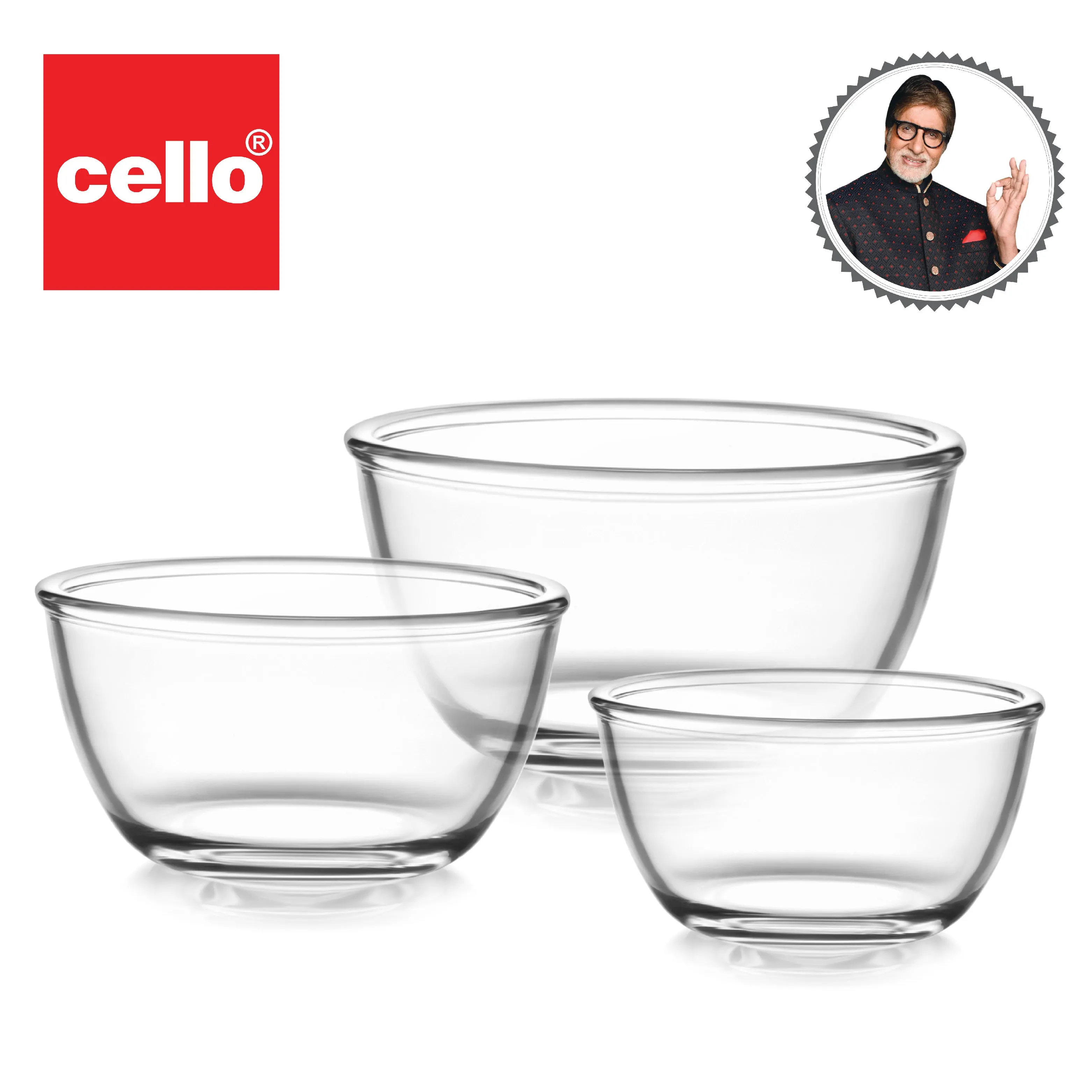 Ornella Glass Mixing Bowl Set, Set of 3