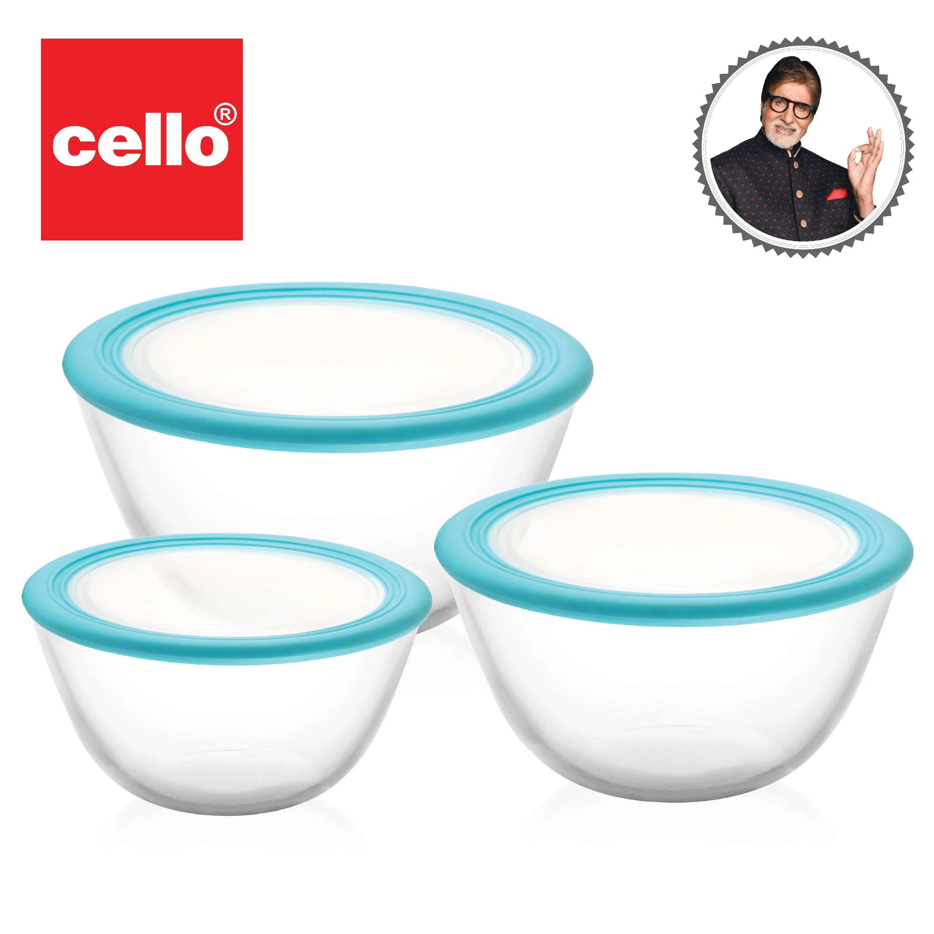 Ornella Glass Mixing Bowl Set, Set of 3