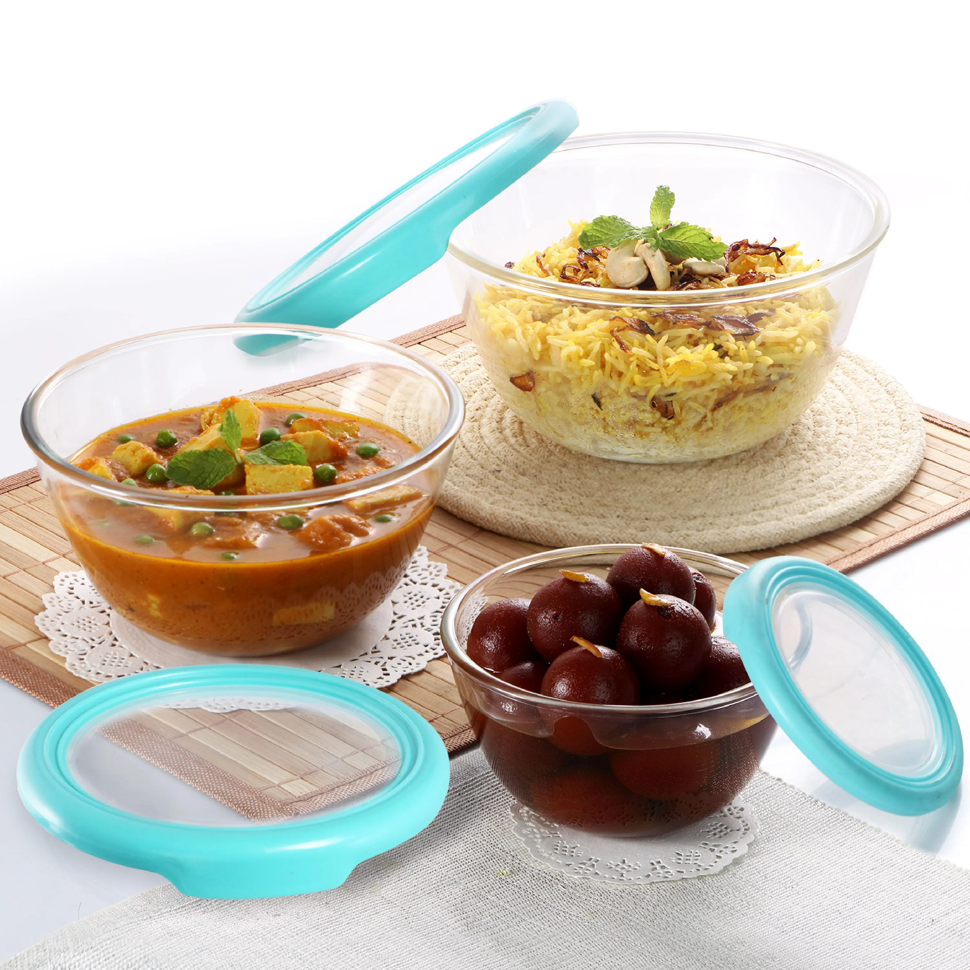 Ornella Glass Mixing Bowl Set, Set of 3