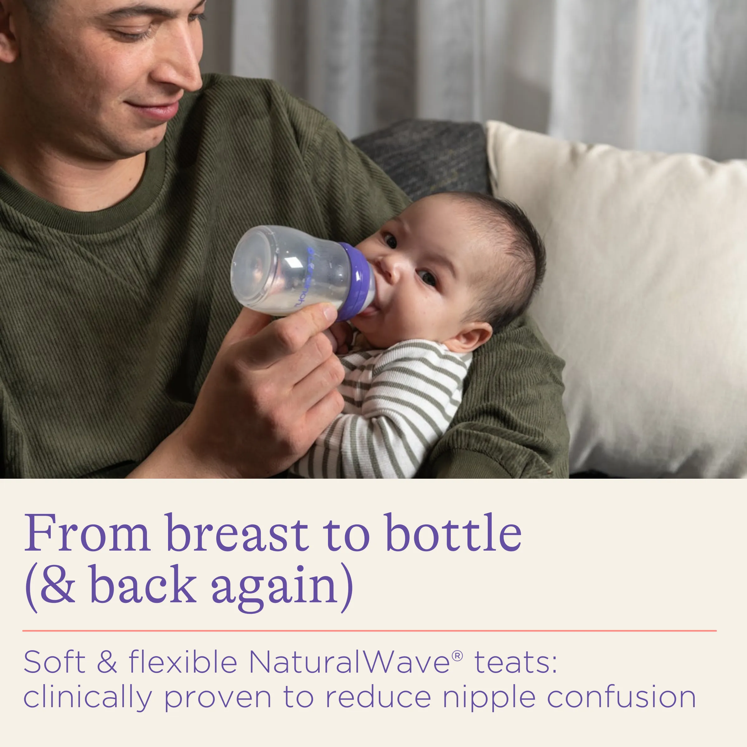 Pack of Baby Feeding Bottles 240ml with NaturalWave® Teat